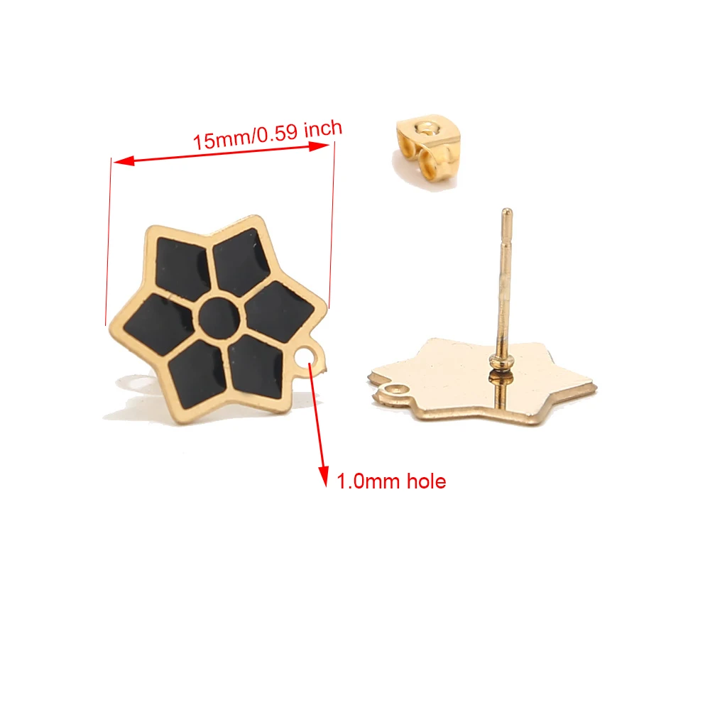 6 шт 304 из нержавеющей стали золотые серьги-гвоздики пусеты эмаль цветок пост с бабочкой серьги для сережек делая результаты