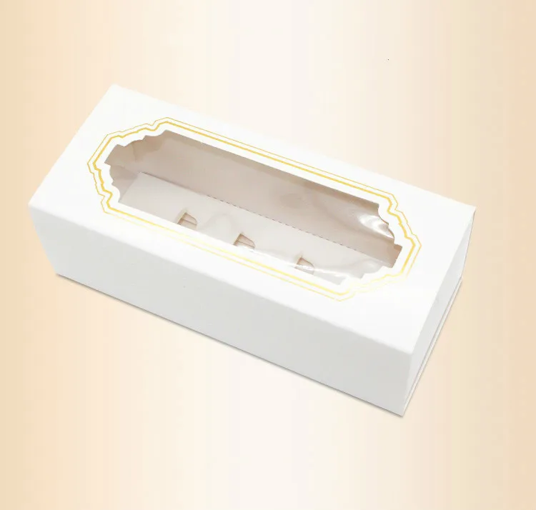 10/20Pcs 5/10Grid Macaron Cake Box Windows Paper Tray Bronzing Gift Packaging Box For Wedding Party Chocolate Candy Food Package