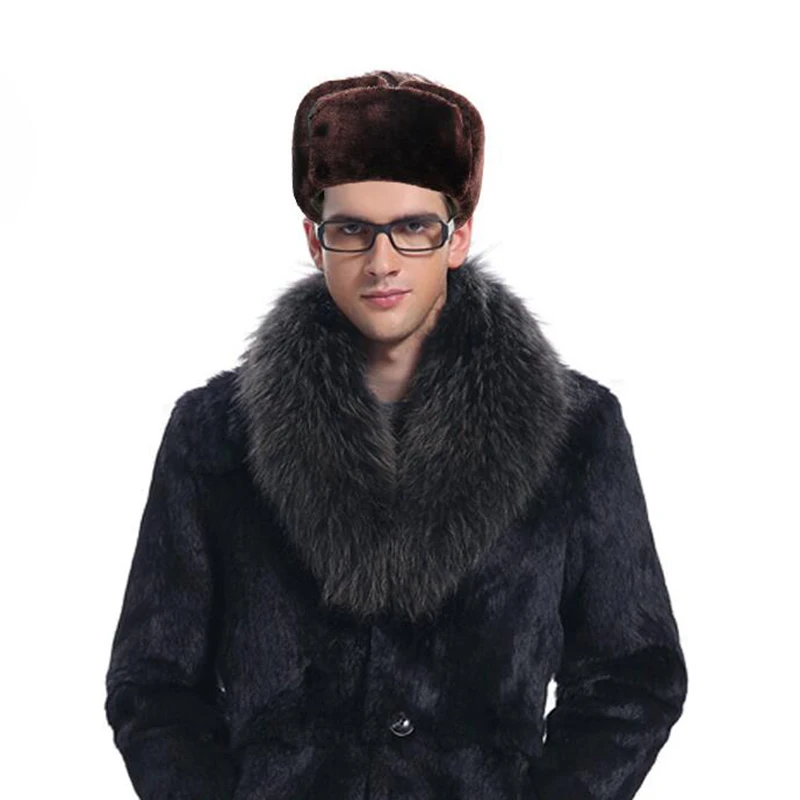 Новые черные теплые зимние шапки для мужчин однотонные русские авиаторы с маской