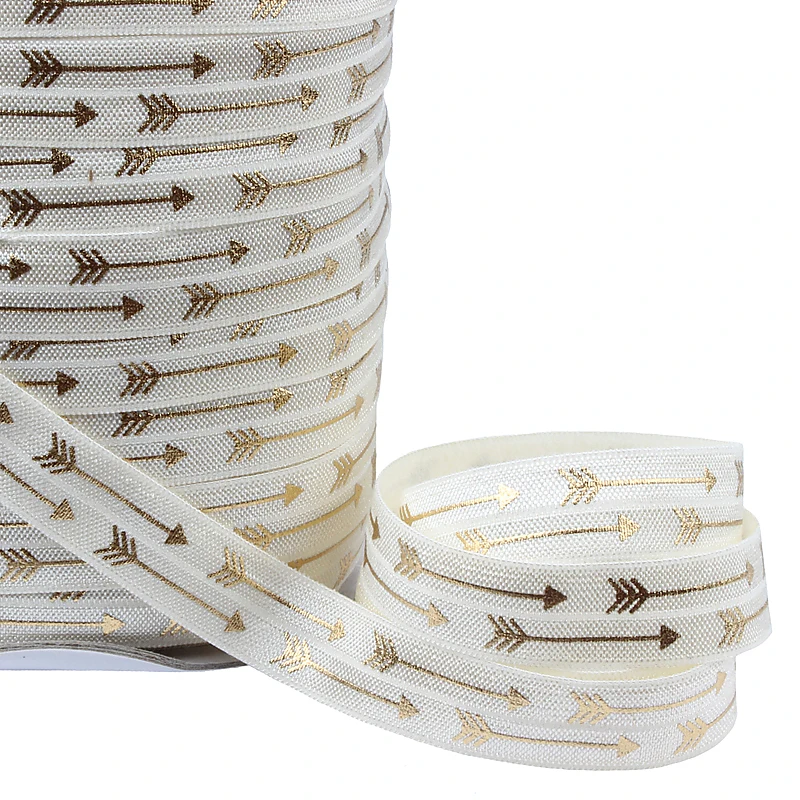 Лента Флора 50 ярдов/партия стрелка узоры Золотая фольга напечатанная foe сложить