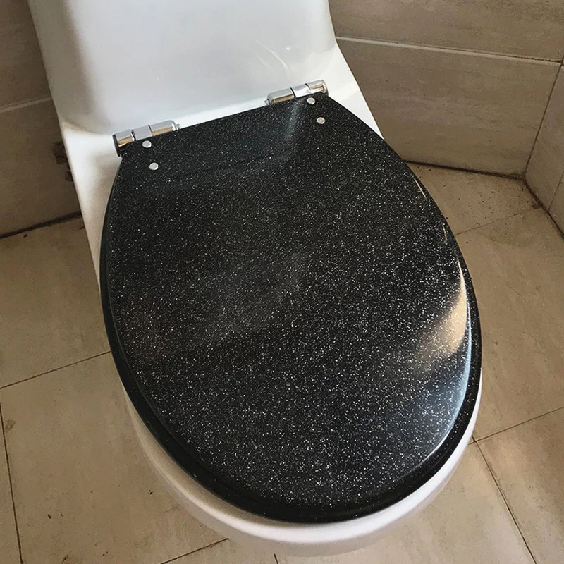 European style resin toilet seats lid,black Universal buffer resin toilet seat,Thicken Stylish Slow-Close toilet seat cover