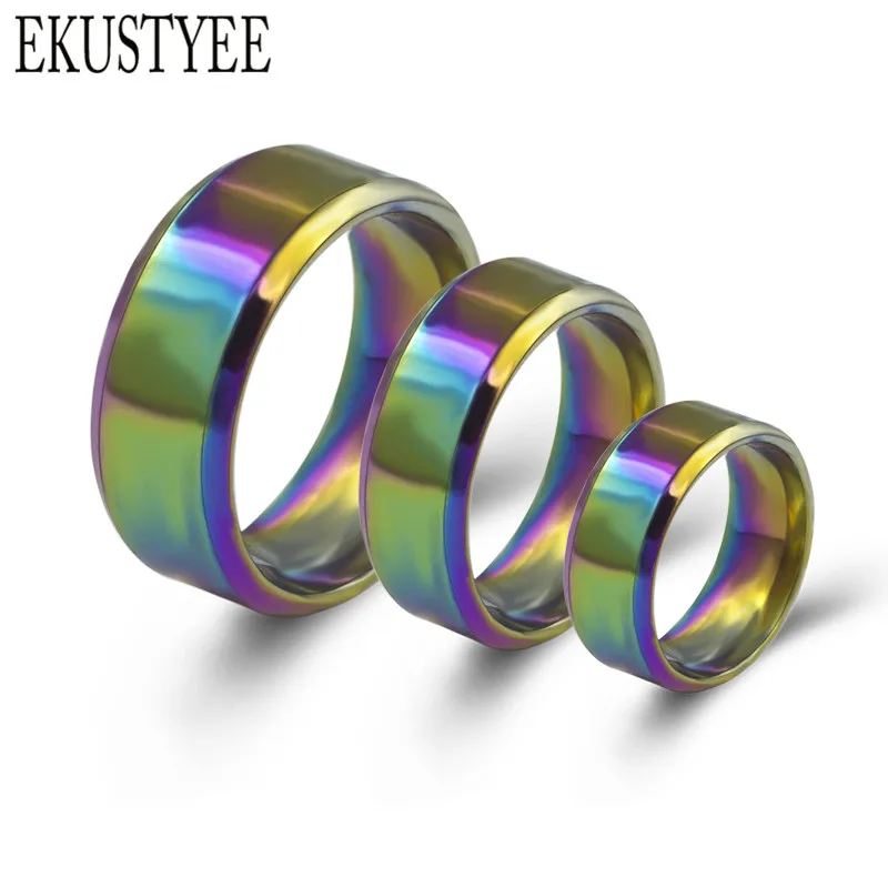 8 мм нержавеющая сталь кольца из нержавеющей стали для мужчин-пачка цветов радуги