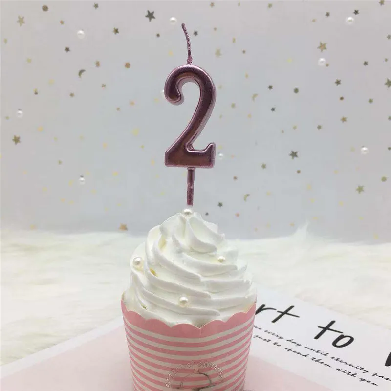 Rose gold 2 Топпер для торта «С Днем Рождения», розовое золото, свечи с цифрами, украшение для торта на день рождения, для принцессы, конфетная палочка, вечерние - Цвет: Rose gold 2
