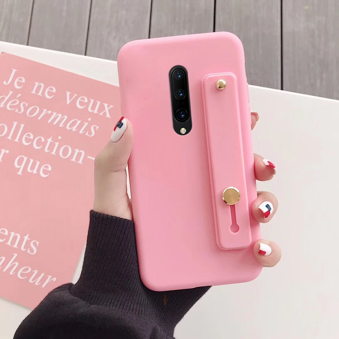 Hand Band deep pink Силиконовый чехол на руку для oneplus 7 pro 6 6t 5 5t 7t держатель на запястье держатель для телефона Подставка мягкий чехол s one plus 7 задняя крышка - Цвет: Hand Band deep pink