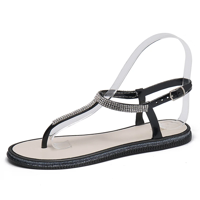 Женские сандалии новинка 2019 года на толстой резиновой платформе с кристаллами