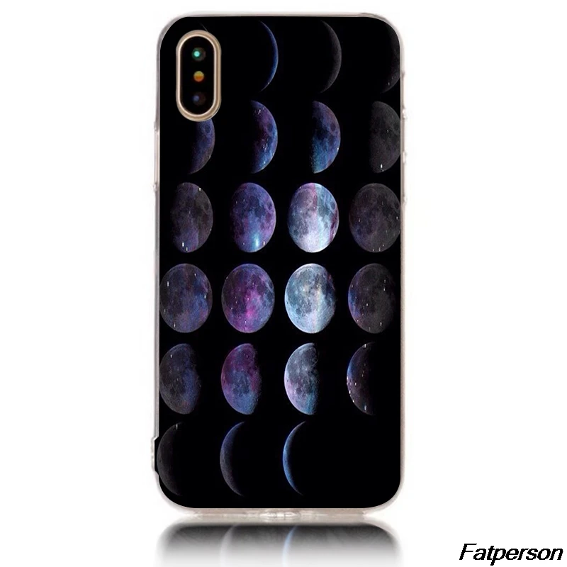 Чехол для Apple iPhone X 5s 6 6s 7 8Plus прозрачный черный и белый цвета небесно-космическая
