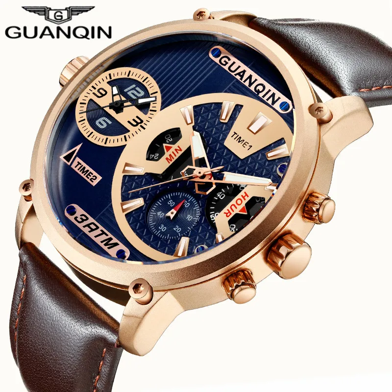 Мужские наручные часы Montre Homme водонепроницаемые с хронографом и большим
