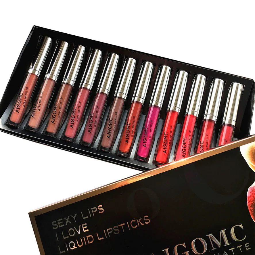 Набор жидких матовых помад нового бренда 12 шт. Модная водостойкая жидкая помада