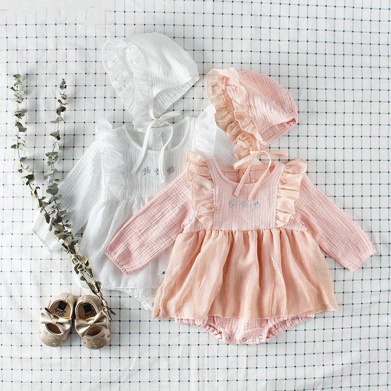 

Newborn Baby Girls Bodysuit Long Sleeve Baby Girls Clothes Spring Of Lace Princess 1st Birthday Party Clothes Infant Jumpsuit