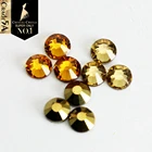 Хрустальный замок, топаз, желтое золото, Золотое стекло, хрустальные стразы, камень с плоским основанием, горячая фиксация Стразы для танцевальной обуви