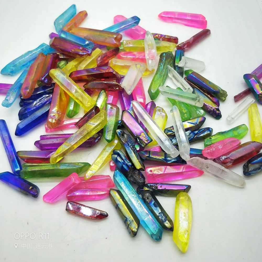 Ангел Аура титановый кварц кристалл палочка ТОЧКА натуральный камень