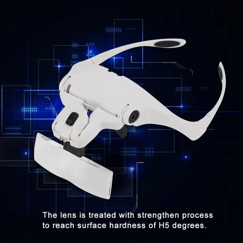 Хэндс фри Скоба для очков Лупа с 5 шт. линзы повязка на голову 2 светодиодный