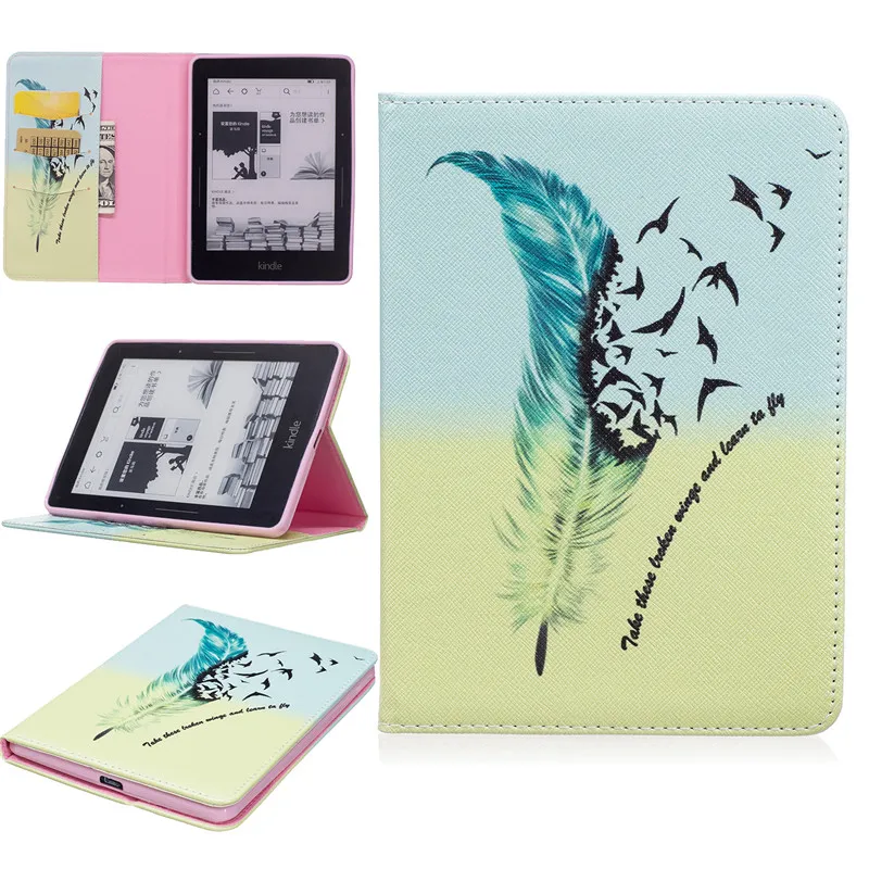 Чехол книжка из искусственной кожи для Amazon Kindle Voyage Fundas чехол планшета с милым