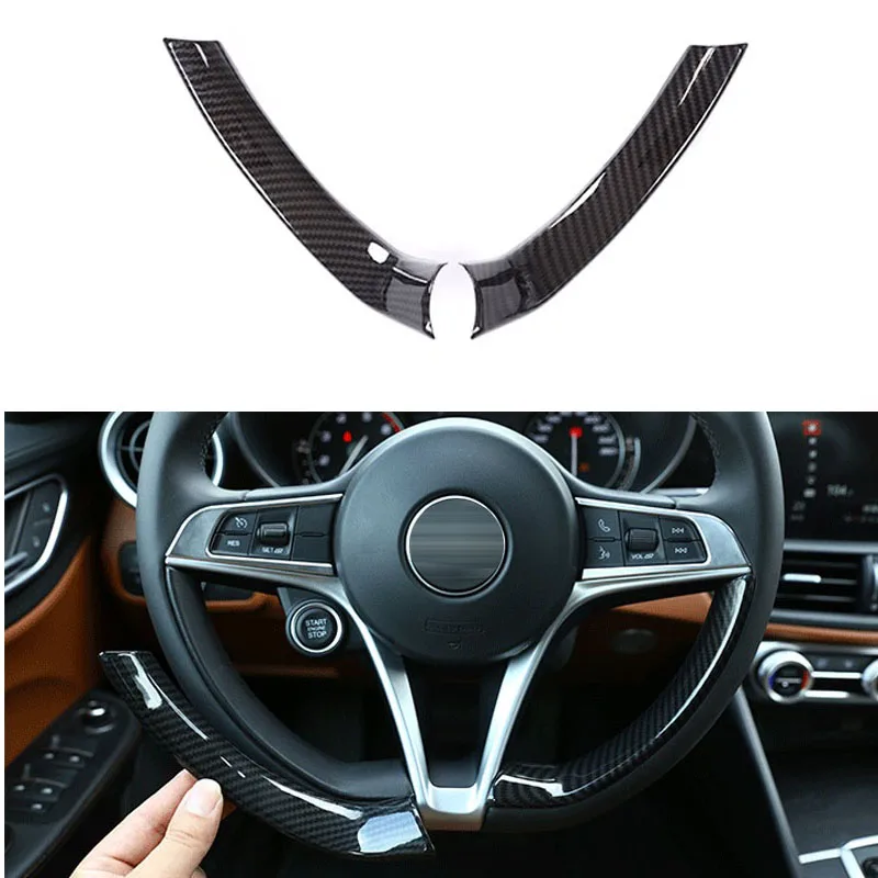 

ABS Carbon Car Steering Wheel Control Cover Trim For Alfa Romeo Giulia 2017-2018