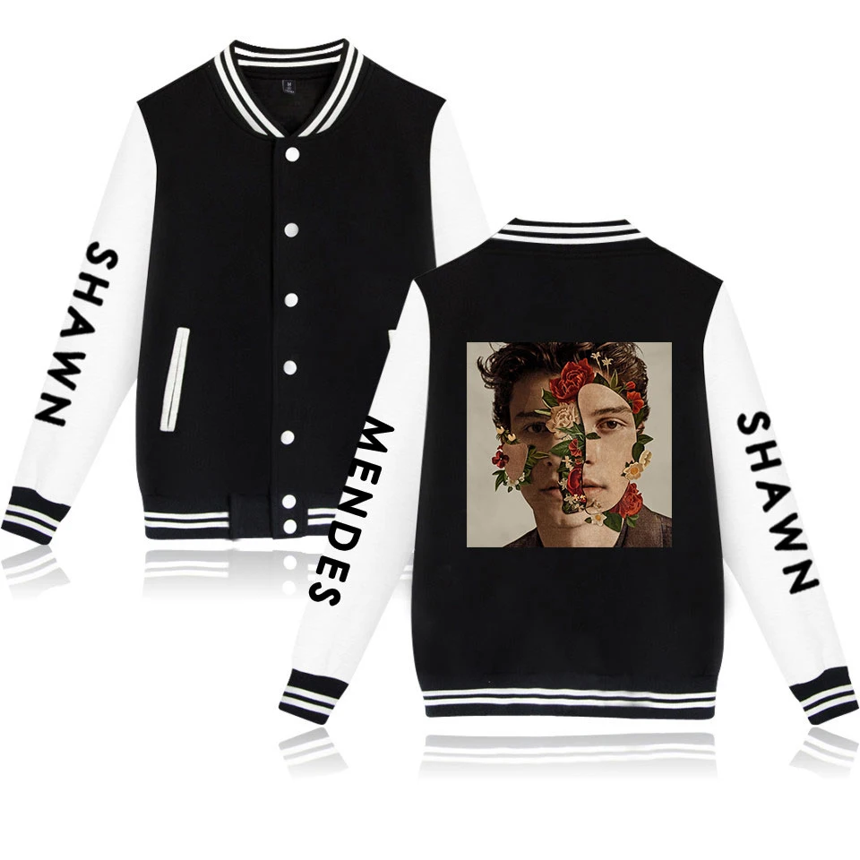 Хип хоп Kpop Kawaii Harajuku с длинным рукавом Shawn Mendes Pop бейсбольная куртка топы для