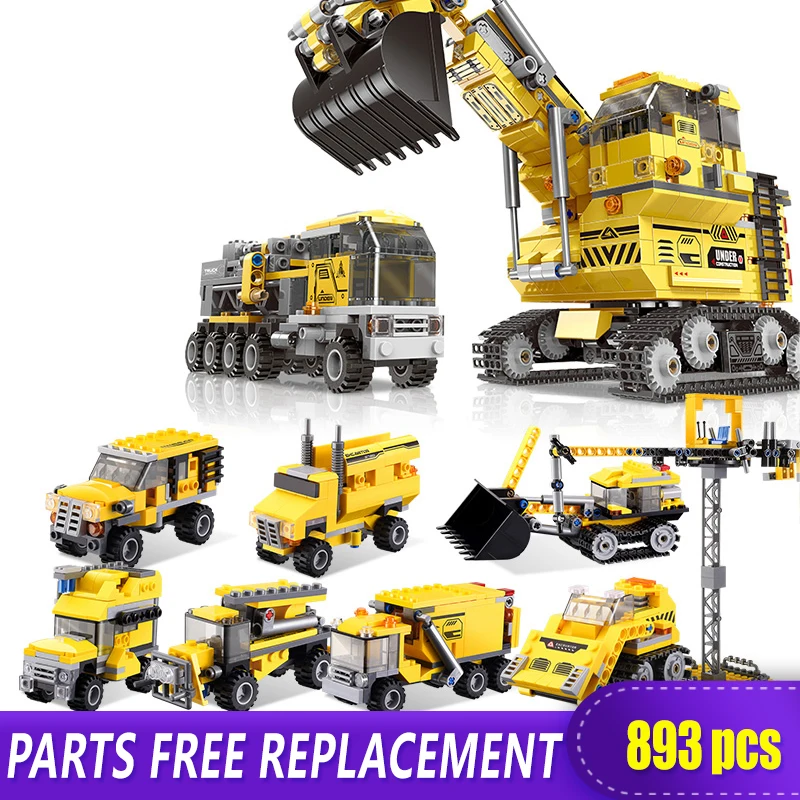 

XINGBAO 13002 New Kids Toys 8 IN 1 Series The Giant Excavator Set Building Blocks Bricks Toys For Kids Birthday Christmas Gifts