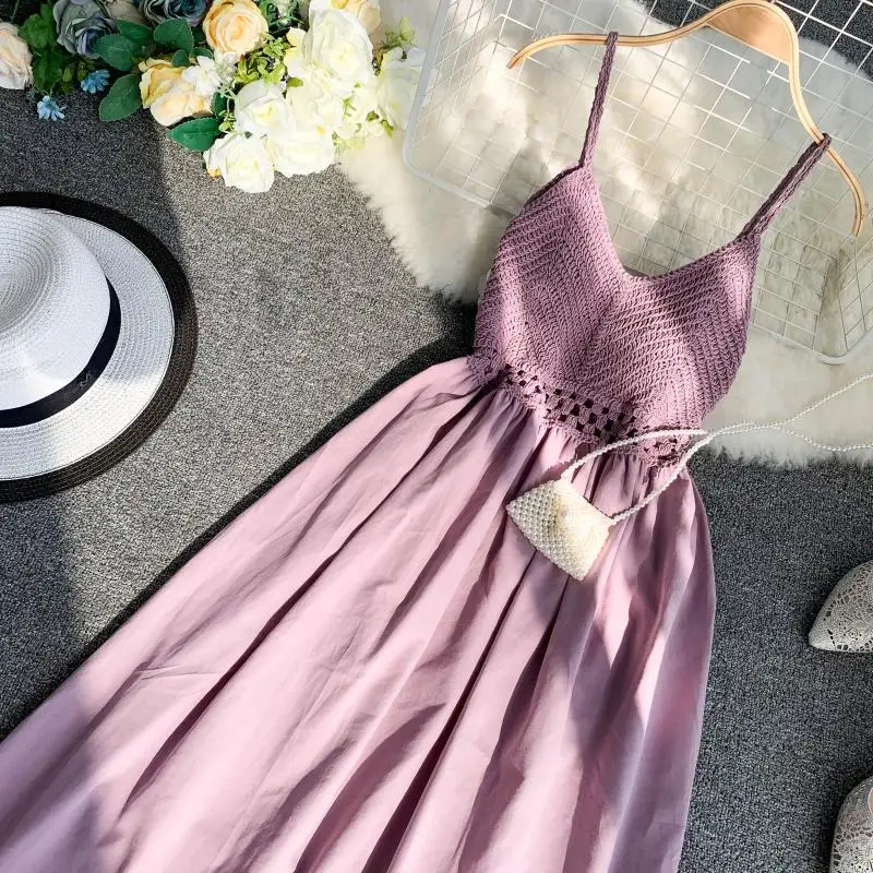 Boho трикотажная Лоскутная Сексуальная V образным вырезом Спагетти ремень летнее платье миди длинное платье Вечерние Для женщин Повседневное Высокая Талия пляжное праздничное платье Vestidos