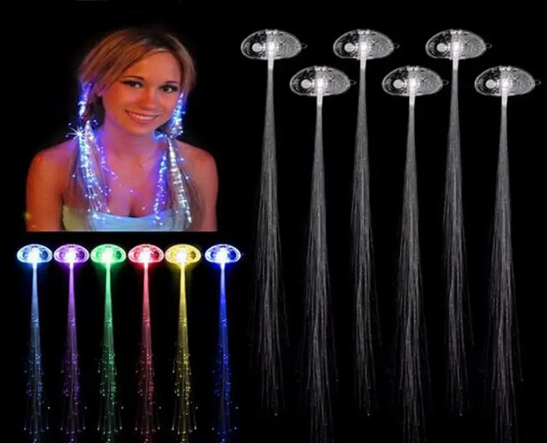 

Glow Blinking 400pcs/lot Hair Clip Flash LED Braid Show Party Decoration Colorful Luminous Braid Optical Fiber Wire Hairpin