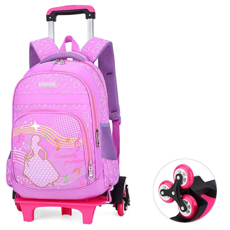 6 wheels purple Горячая Распродажа, съемные детские школьные сумки с 2/6 колесами для девочек, рюкзак на колесиках, Детская сумка на колесиках, рюкзак для путешествий - Цвет: 6 wheels purple
