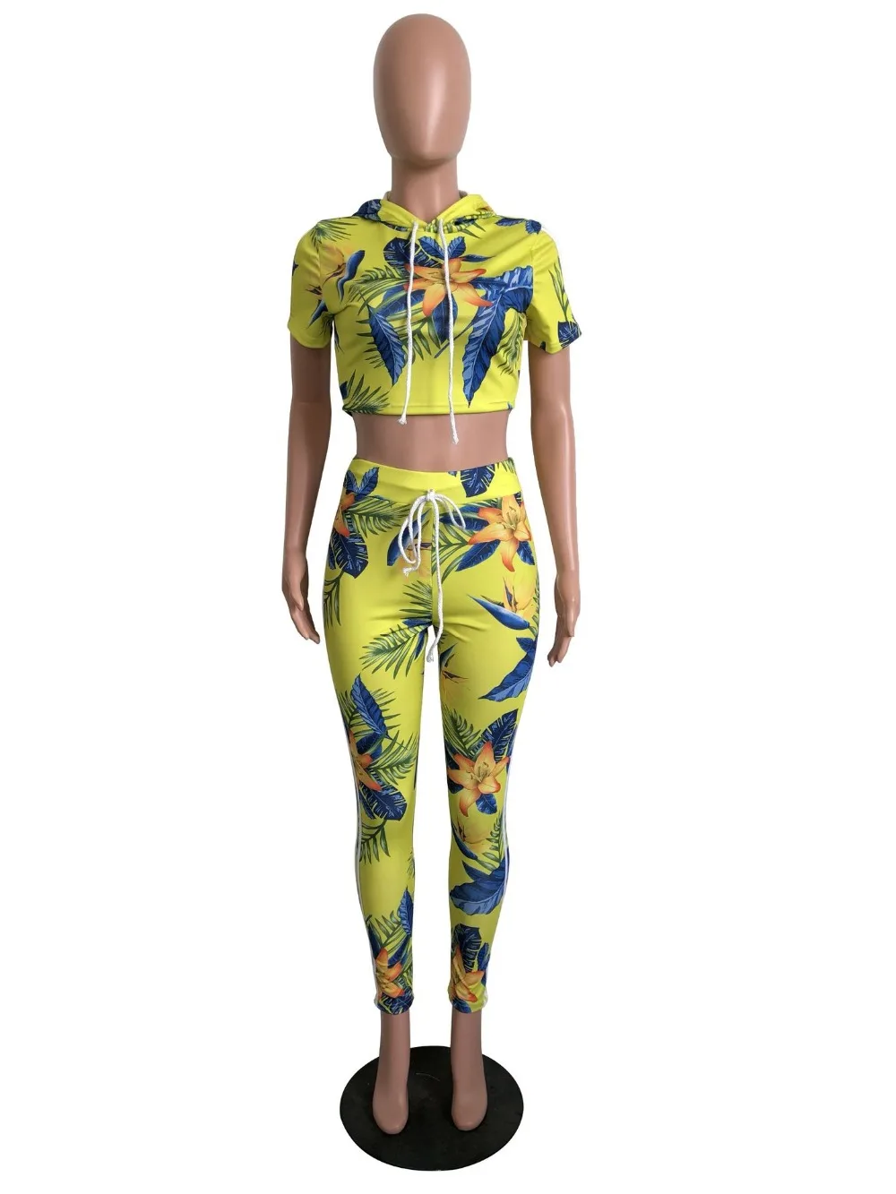 

Digital Print Hoodie Top With Pants Fashion Casual Fitness Women Set