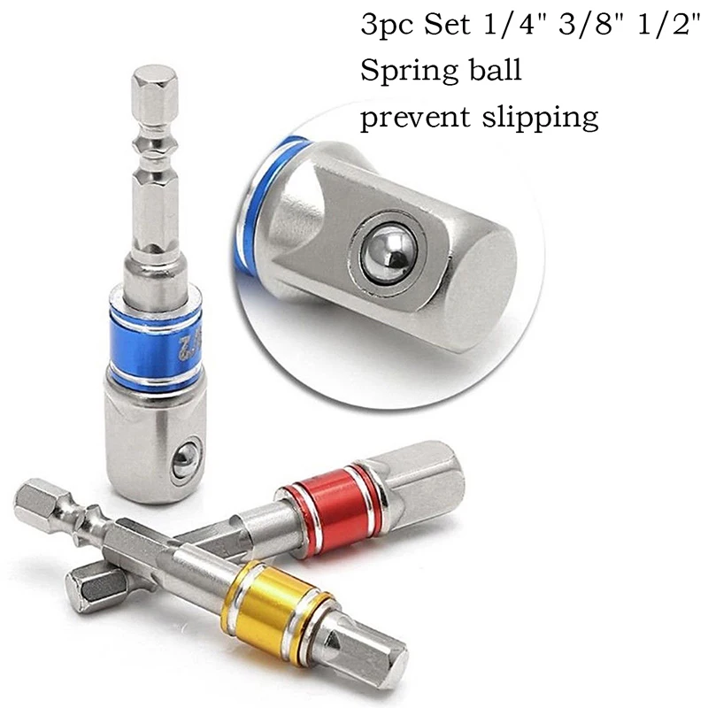 

3 Sizes Color 1/4 "3/8" 1/2 "Steel Socket Adapter Hex Shank Set Power Tools Extension Drill Bits Bar Hex Bit Set