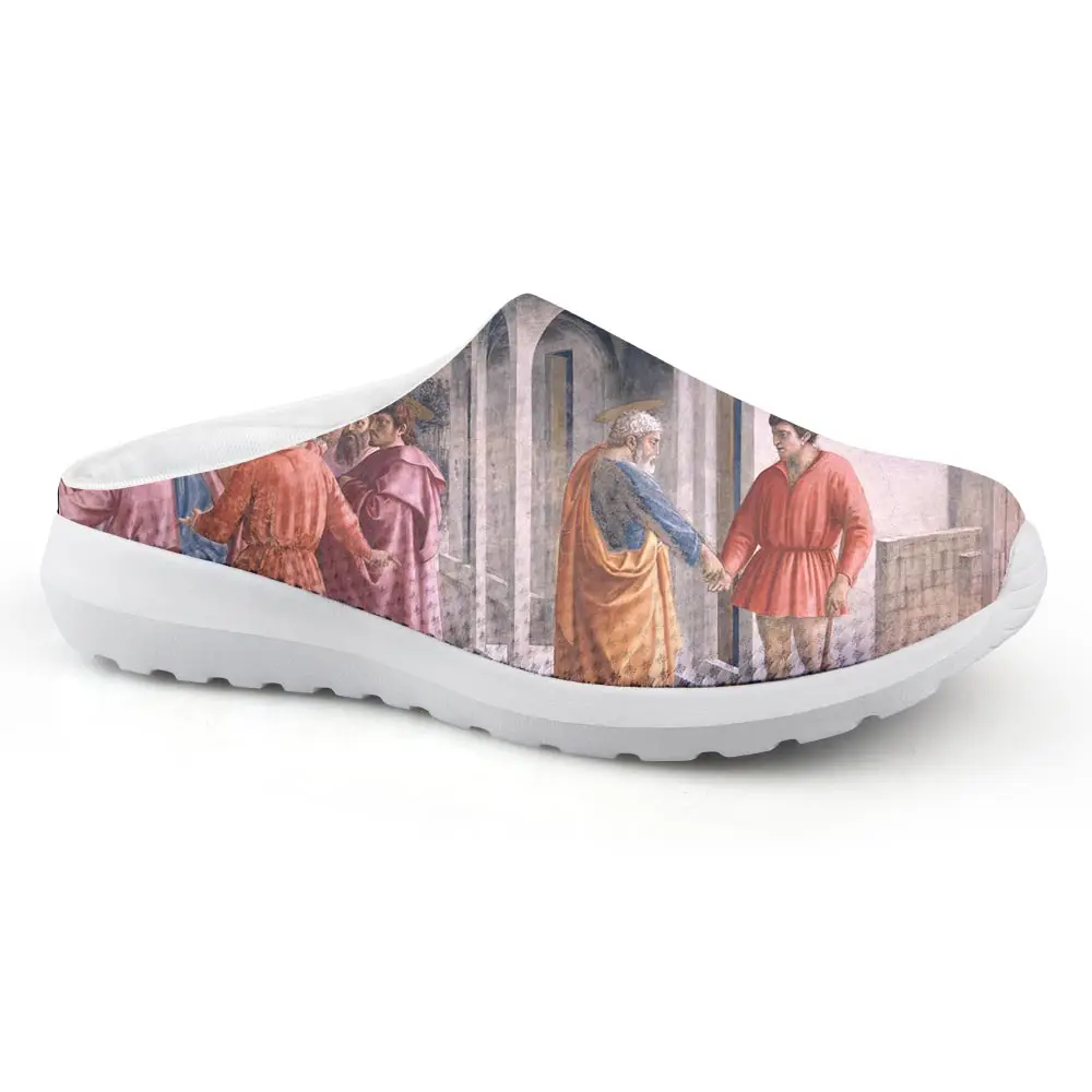 Сандалии мужские с принтом Христа модные повседневные шлепанцы пляжные тапочки