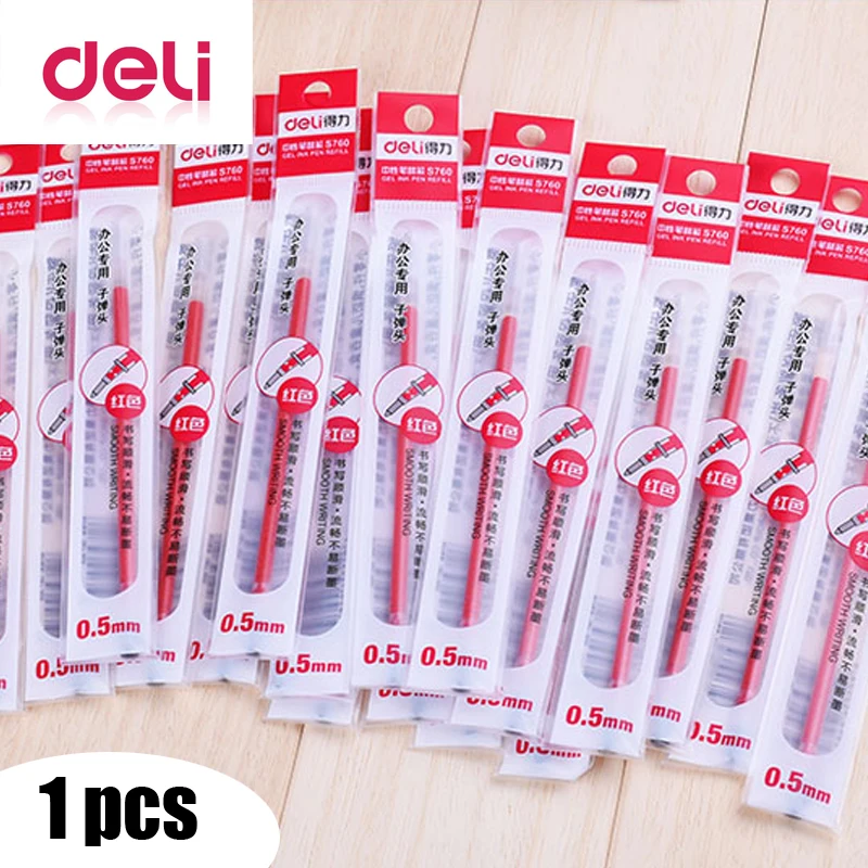 Deli 1 шт. красная гелевая чернильная ручка 0 5 мм пополнение Канцелярские и школьные