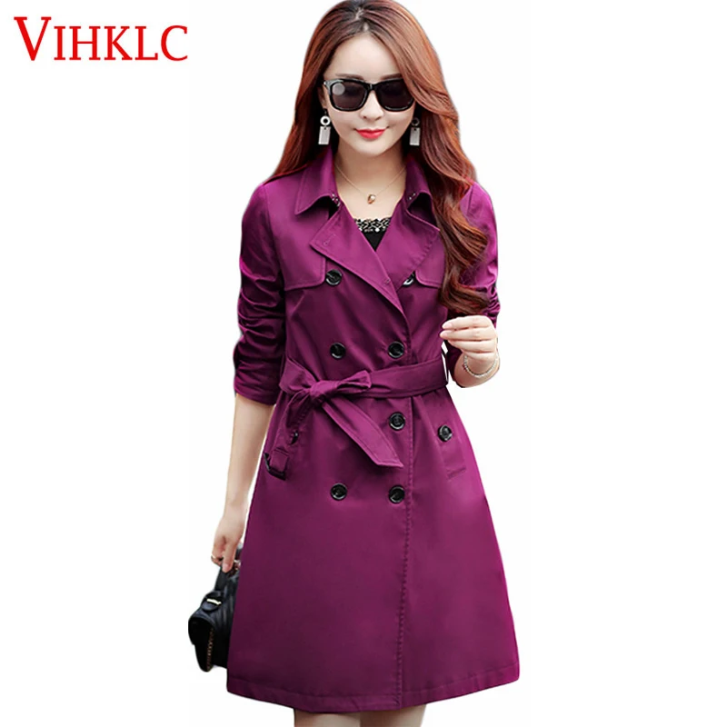2017 британский стиль Женская Тренч средней длины Демисезонный новый двубортный