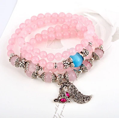 Новый браслет из натуральных кристаллов с лисой модные аксессуары для женщин |