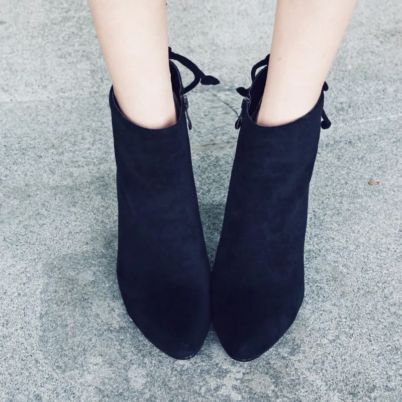 ESRFIYFE/Новые осенне-зимние женские ботильоны короткие ботинки на высоком каблуке