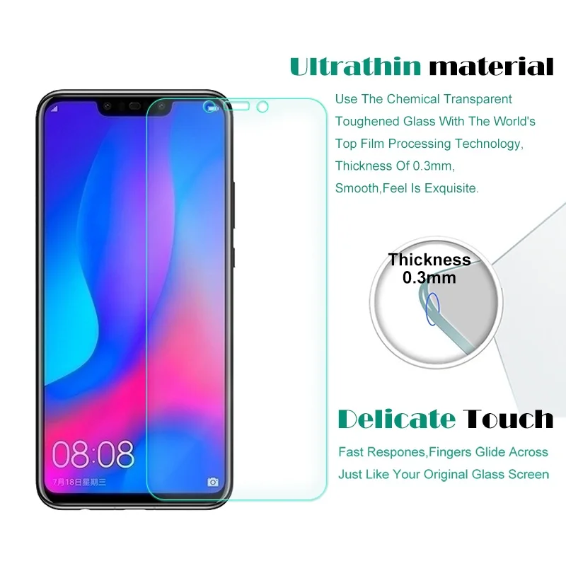 Закаленное стекло премиум класса 9H для Huawei NOVA 3i 2 шт. защита экрана прозрачная