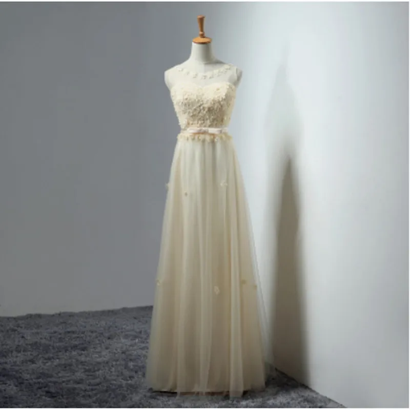 Robe De Soiree, розовое кружевное серое вечернее платье с аппликацией, без рукавов, на шнуровке, вечернее платье на выпускной, для невесты, банкета, длинные платья для выпускников - Цвет: Light Yellow