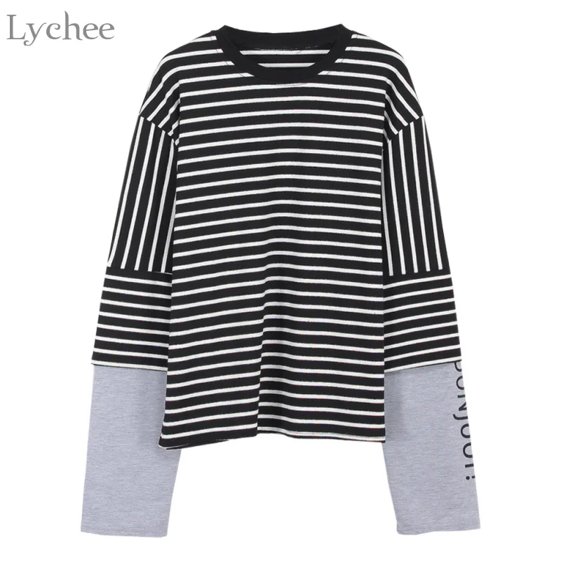 Lychee Сезон весна осень Женская вязаная футболка с заниженным шаговым швом из