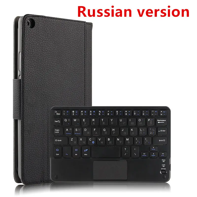 Чехол для huawei MediaPad T3 8,0, защитная Беспроводная Bluetooth клавиатура, умный чехол, кожаный чехол для планшета, KOB-W09, L09, чехол s, полиуретановая защита - Цвет: black Russian