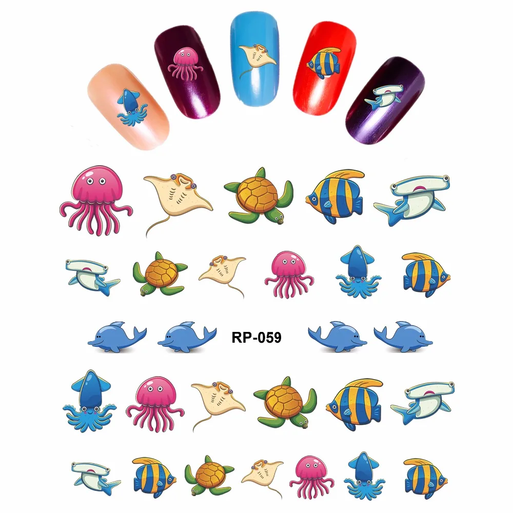 Искусство ногтей красота искусственная наклейка слайдер мультфильм животные