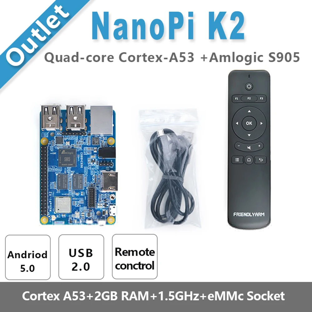 Макетная плата NanoPi K2 четырёхъядерный 1 5 ГГц Wi Fi и Bluetooth + USB кабель пульт