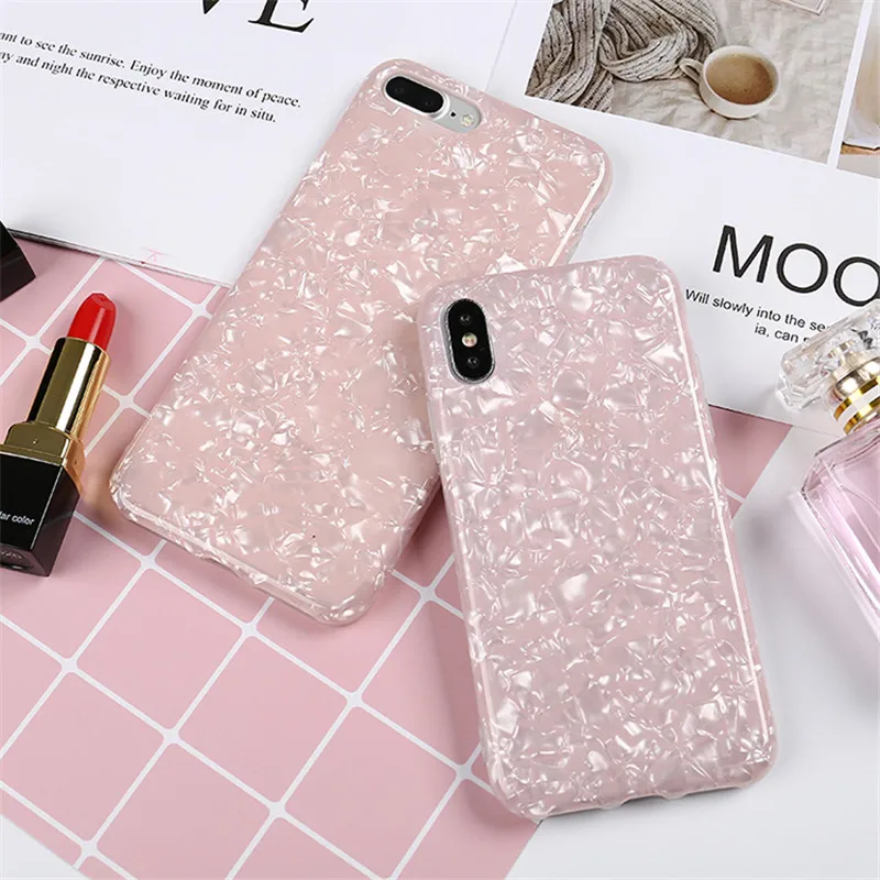 Блестящий чехол со стразами и блестками для iPhone 7 8 Plus с рисунком в виде ракушки