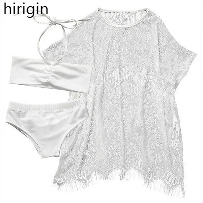 Комплект бикини с лямкой на шее для маленьких девочек кружевная накидка