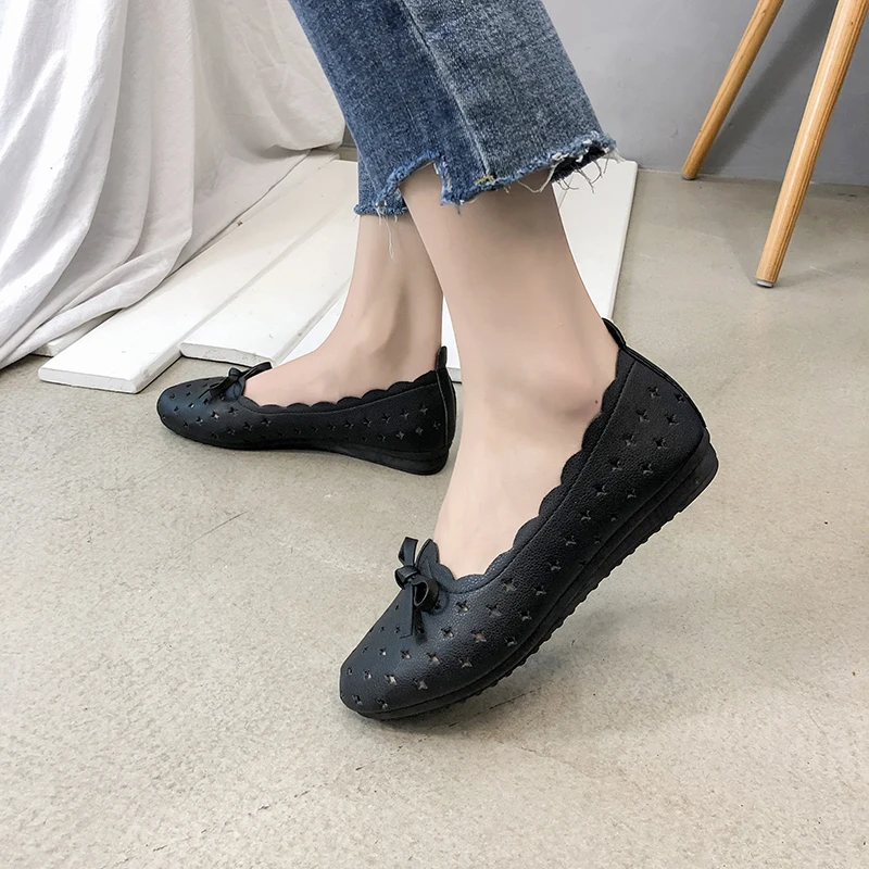 Женская обувь без шнуровки лоферы из мягкой кожи на плоской подошве повседневная