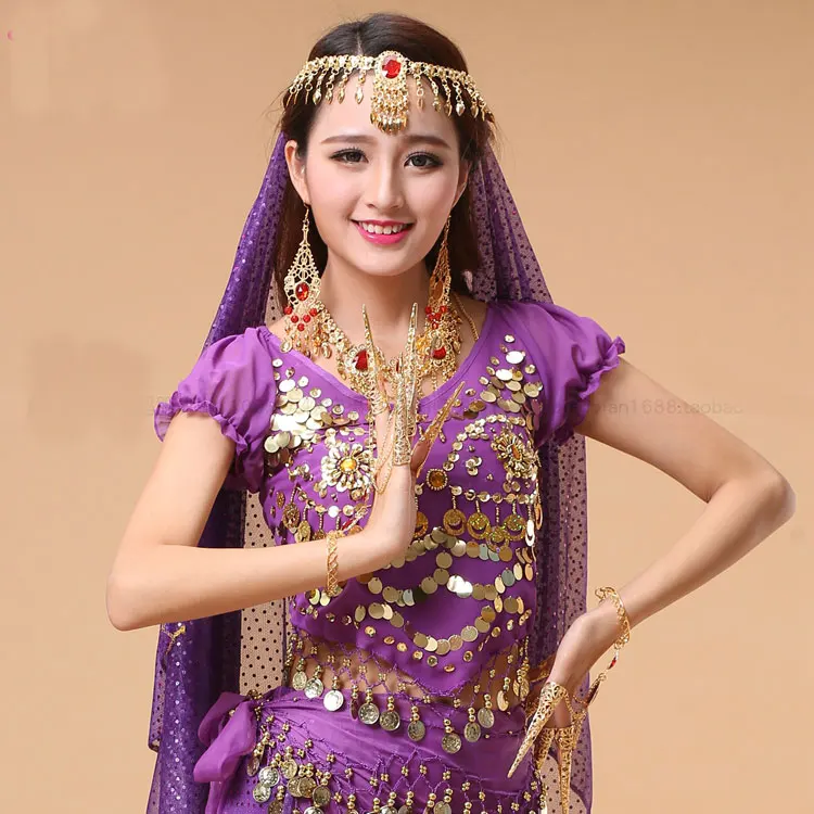 Женский костюм для танца живота шифоновый топ с короткими рукавами-фонариками и