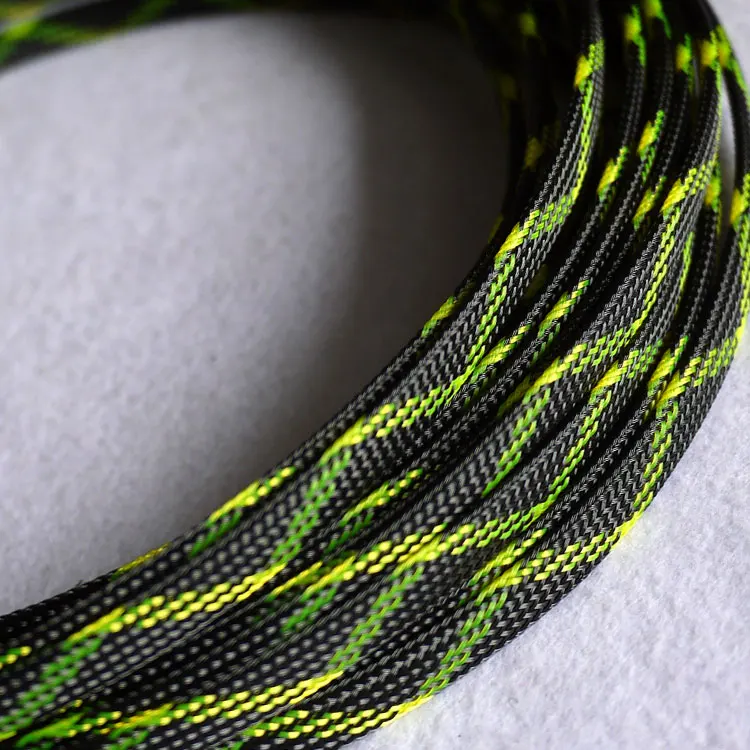Black Yellow Green 10 м 10 мм кабельный рукав шифрование ПЭТ змеиная сетка 3 провода Защитная кабельная втулка проволочная сетка нейлон шок для наборов кабелей - Цвет: Black Yellow Green