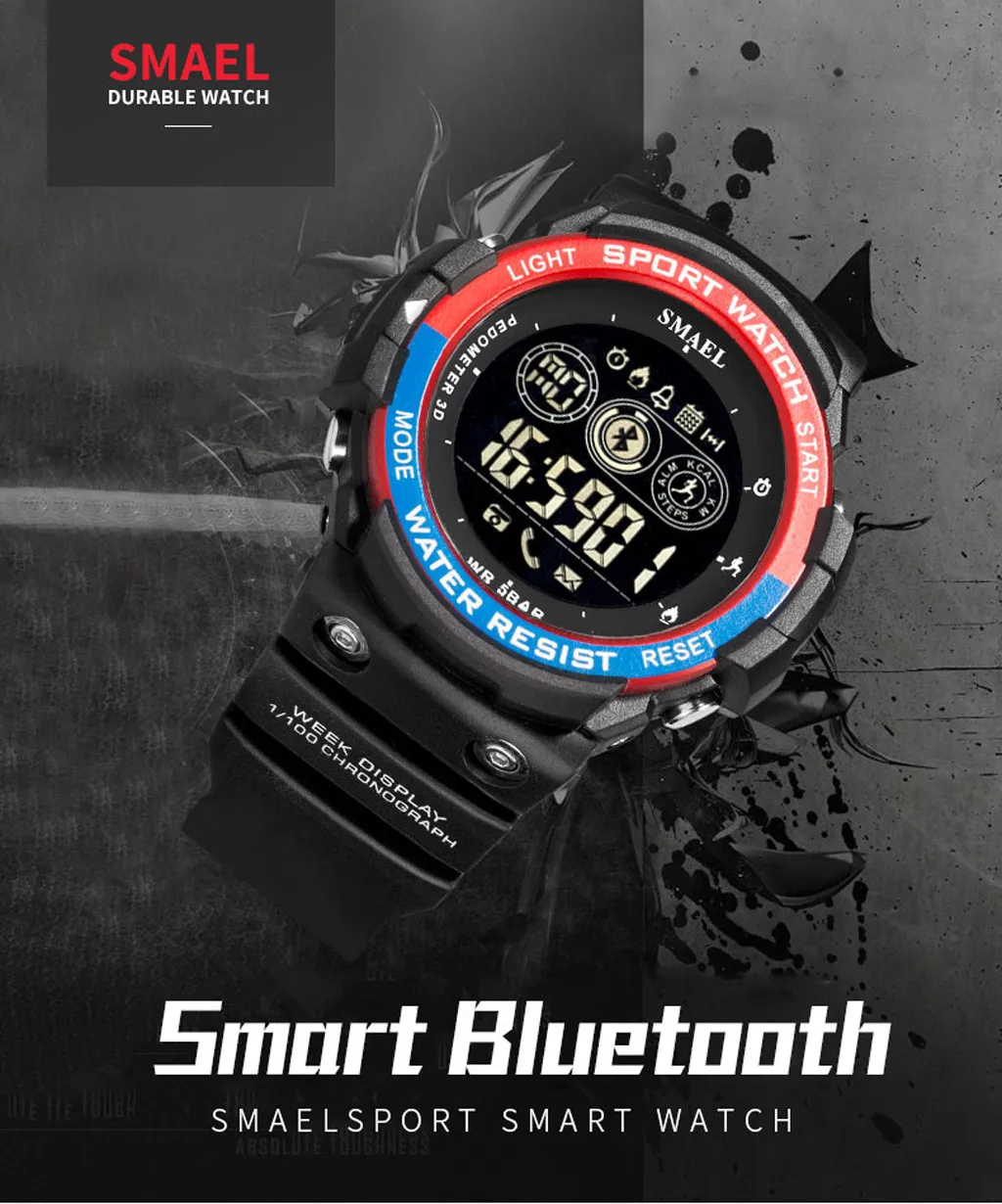 SMAEL, мужские часы, модные, военные, для бега, Bluetooth, светодиодный дисплей, спортивные часы, мужские, s, наручные часы, цифровые, Relogio, спортивные, Masculino