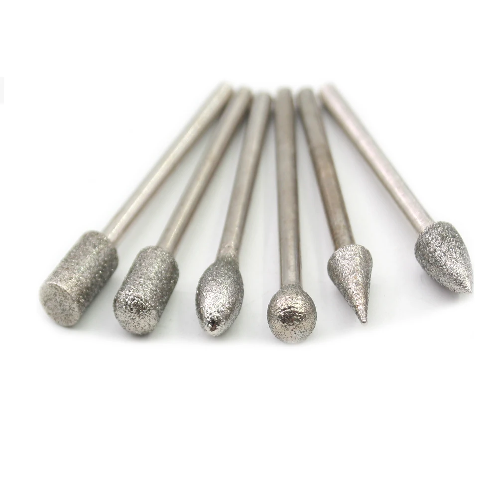 20/шт 6/типов Шлифовальная головка хвостовик 3 мм зернистость#60/#150 Emergy Алмазный абразив биты абразивная головка шлифовальный станок/роторный инструмент