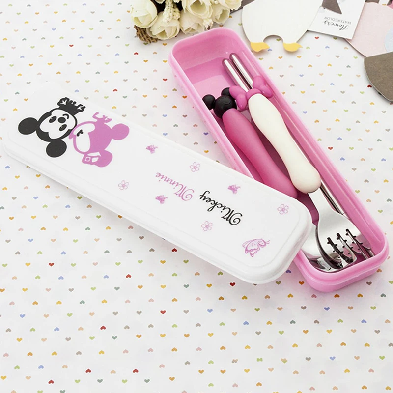 Мультфильм дети набор ложка и вилка Нержавеющая сталь детские палочки