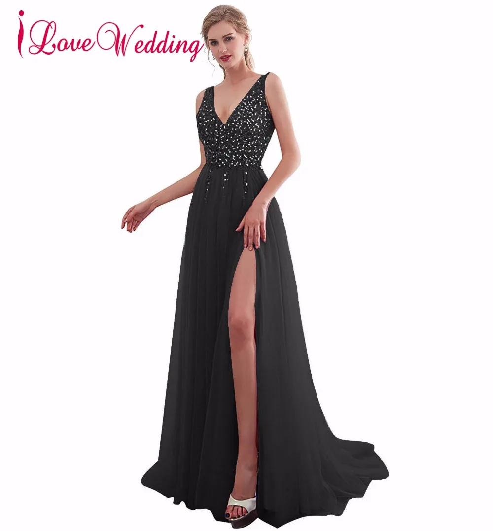 Новое поступление сексуальные платья выпускного вечера Длинные Vestidos De Festa глубокий v-образный вырез с открытой спиной бусины Кристалл Вечерние платья для приема выпускного вечера 30651
