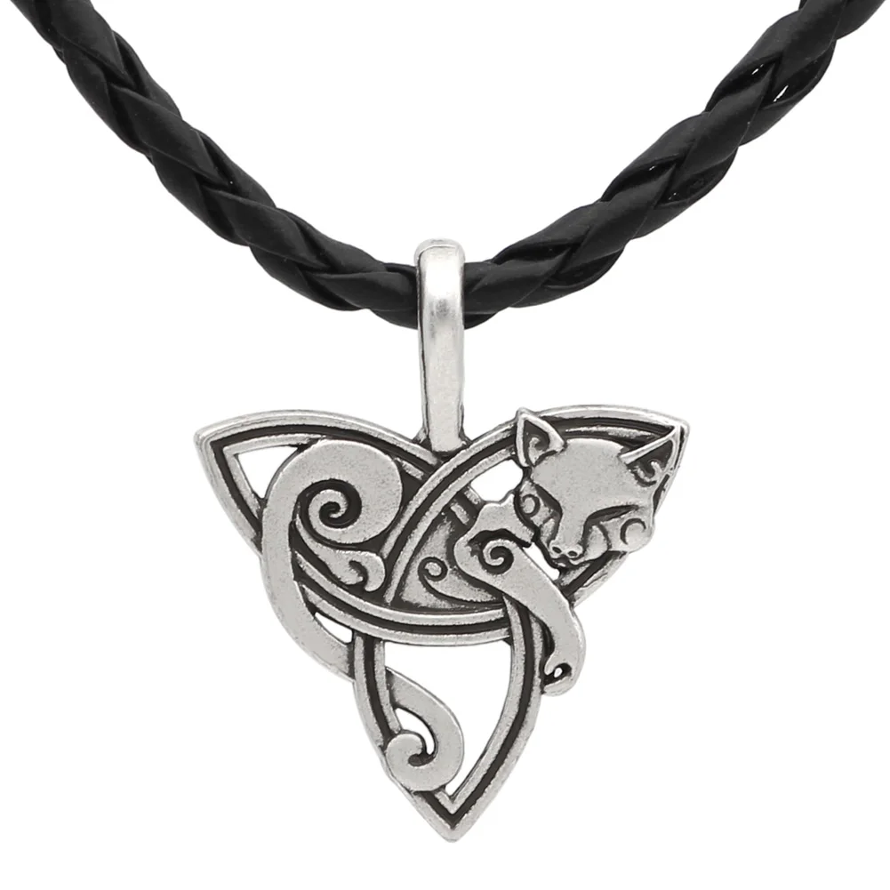 Колье с кулоном в стиле викингов Лисичка Triquetra Fenrir подвеска виде животного