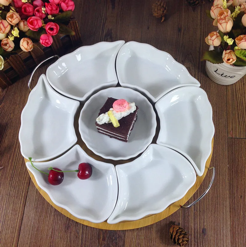 Набор фарфоровых тарелок декоративная керамическая миска кухонная посуда