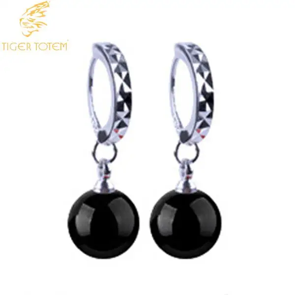 

Red Black Natural stone balls Earrings top quality float Ear Buckle charms Women fashion Jewelry gift dropshipping wedding