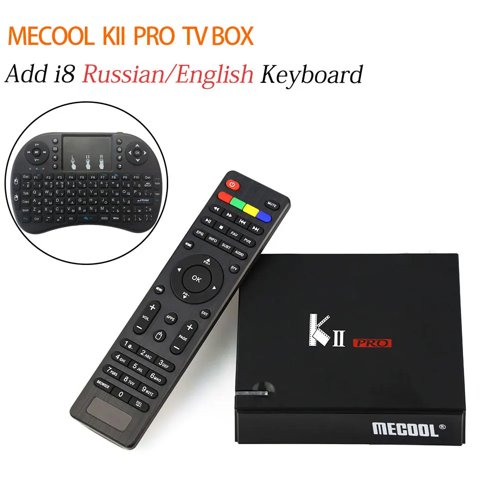 Add i8 RU keyboard Mecool Кии Pro K2 Pro DVB-T2 DVB-S2 DVB-C Смарт ТВ Box Android 7,1 Amlogic S905D Quad-core HD Декодер каналов кабельного телевидения PK Mecool M8s Pro W - Цвет: Add i8 RU keyboard