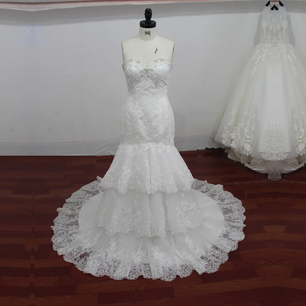 AL08 Свадебные платья для милой невесты с кристаллами Многоярусное свадебное